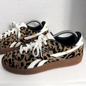 Reebok Cheetah Print- Suede Sneakers Woman's Club C Grounds size 9
